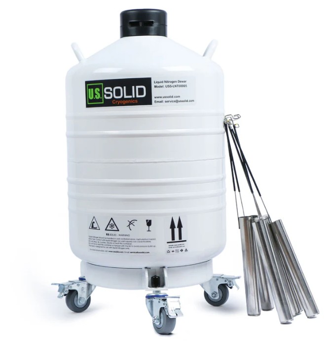 30L Liquid Nitrogen Tank - LN2 Dewar Cryogenic Container with Straps and Wheel